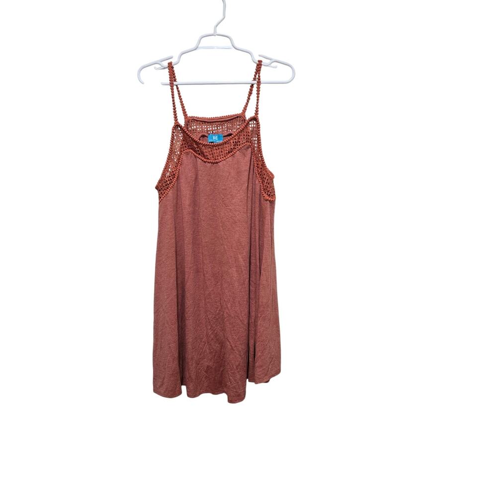 South Main Crochet Yoke Swing Dress XL Rust Orange Boho